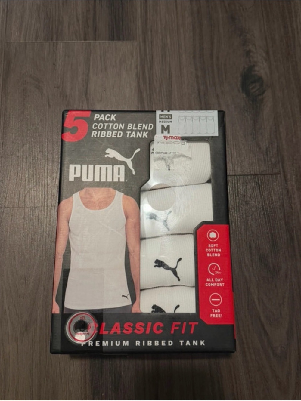 Puma White & Black Classic Fit Ribbed Tank 5-Pack